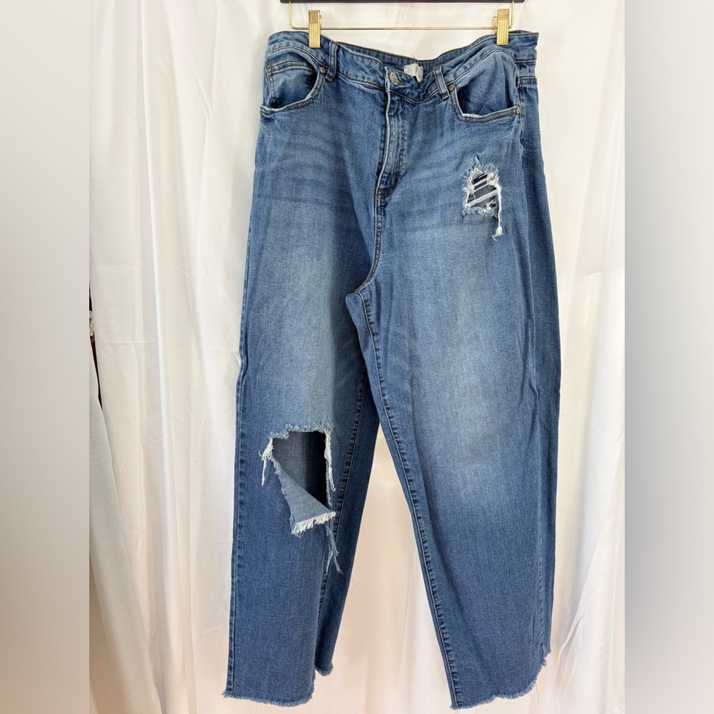Eloquii Light Blue Distressed Boyfriend Jeans